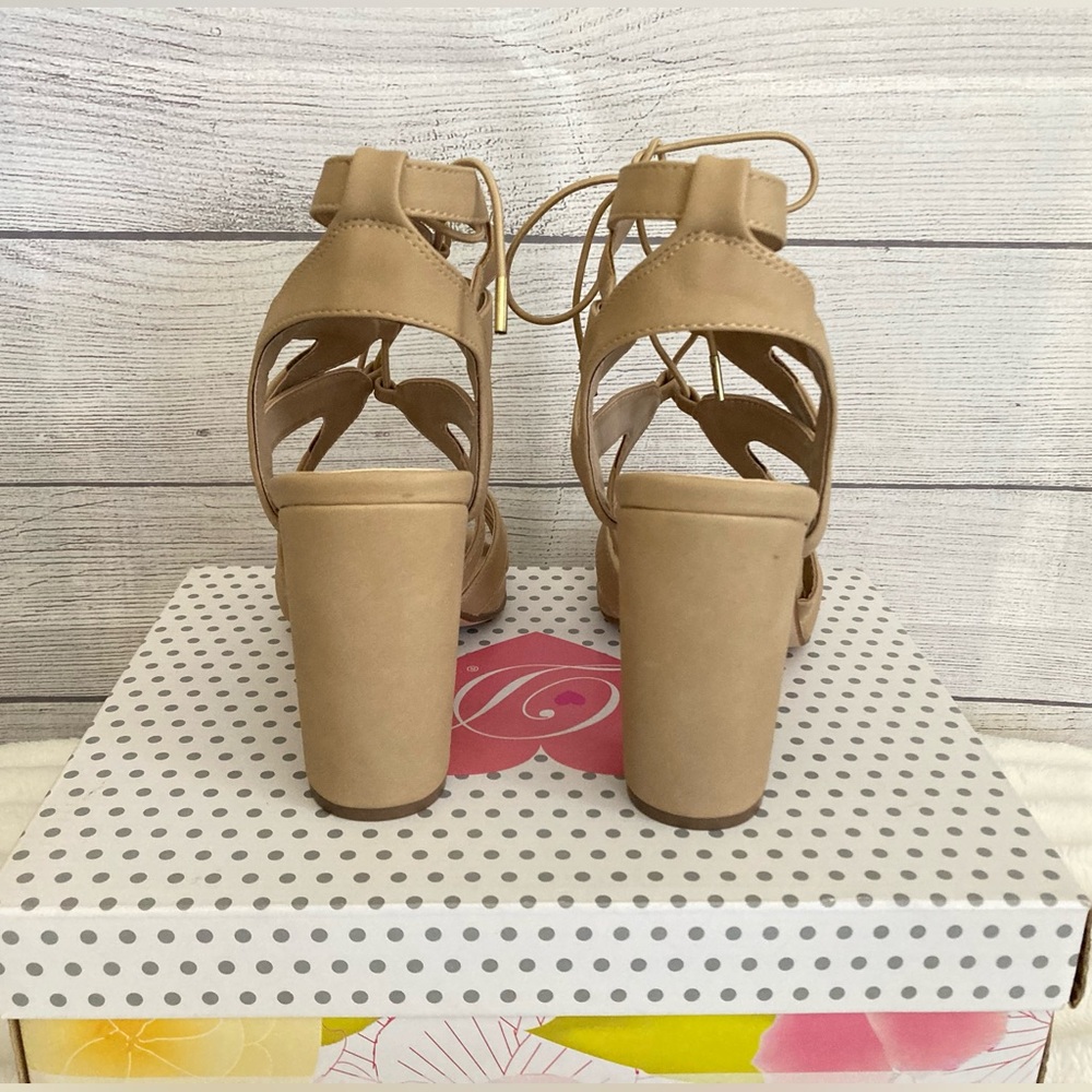 My Delicious Shoes | Mazie- H Lace Up Open Toe High Heels - Picture 3 of 11